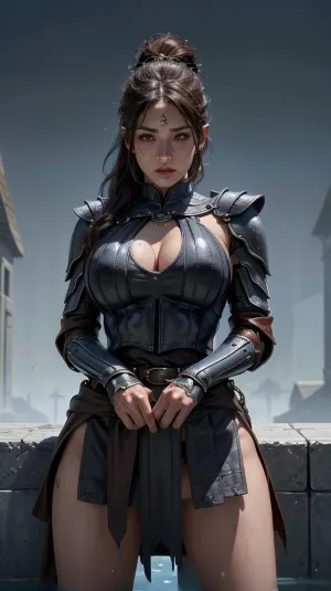 The AI generated a high-resolution 8k wallpaper with a tight abs and toned muscles, dynamically pose, thick thighs, heavily detailed face with a confident smile. The text reads "FantasyBookCover" and the description reads "Over