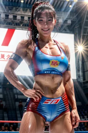 Un mélange japonais et français de 20 ans Super photoreal AI a généré une image porno avec un sourire parfait, transpirant, grand et sportif dans une pose de peau blanche humide