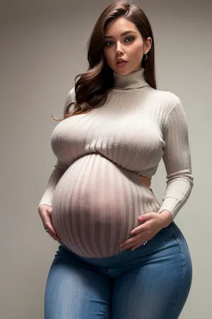 Una giovane donna tedesca con una figura sottile e un'espressione facciale seducente, ha esposto il suo ventre incinta e i capelli disordinati sexy in una foto che ha mostrato la sua seducente espressione facciale