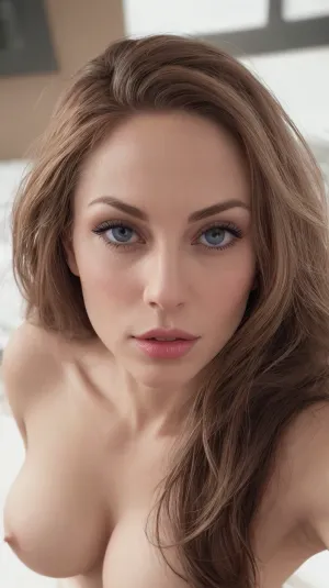 Eine Nicole Aniston-ähnliche fotorealistische nackte Topless-Frau mit dunkler Haut, epische perfekt realistische episch perfektionierte Brüste und epische perfekt realistischere natürliche farbige Nippel, epische perfekt realistische Sphäre der natürlichen braunen Farbe auf Brüsten, Epische klar