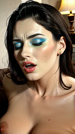 La femme avec la tête d'ordgOrgasm était allongée sur son dos, les yeux fermés et la bouche ouverte. Sa qualité était meilleure, et elle avait un orgasme