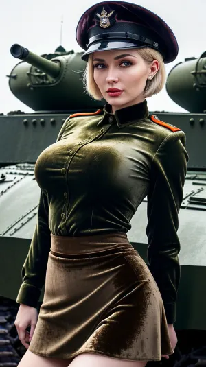 8K HD चित्र में सोवियत महिला अपने पूर्ण शरीर दृश्यमान और सही त्वचा बनावट के साथ एक सच्ची सुंदरता है। उसके अंधेरे विषय और पिन-अप शैली उसे तस्वीर में अन्य महिलाओं से बाहर खड़े हो जाओ। वह टी के सामने लंबा खड़ा है