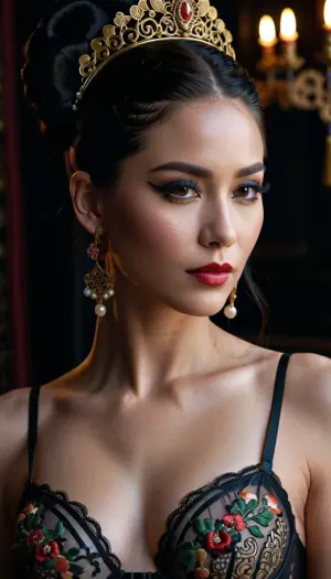 Une jeune femme dans une robe chinoise complexe ornée avec un maquillage ultra détaillé et des tons de peau méticuleux, capturée par une photo cinématographique de 8k haute résolution