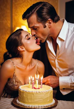 On her 20th birthday, the daughter receives a cake from her father with tongue on it. She is overjoyed and excited about the picture of her father with tongue