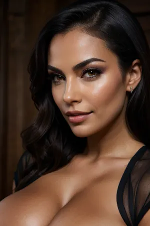 O modelo de fitness Latina, com suas grandes mamas redondas e perfeita simetria, foi capturado em um ambiente de iluminação cinematográfica. Suas mamas enormes eram perfeitamente simétricas e tinham iluminação perfeita. Ela estava gemendo com prazer enquanto ela apertava seu grande