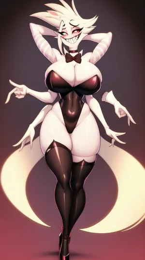 一只毛茸茸的雌性1号女孩Athro Angelo Dust 以诱人的姿势呈现出一幅照片,展示了她的厚大腿和大乳房. 她笑得一笑一笑 动人地看着观众 戴着金牙和另一颗金牙