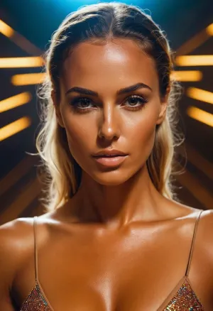 A woman with a spraytanned complexion sat in front of the mirror, applying her makeup as a self-conscious woman. She had always been self-conscious about her appearance, but now she was determined to change that. With a newfound