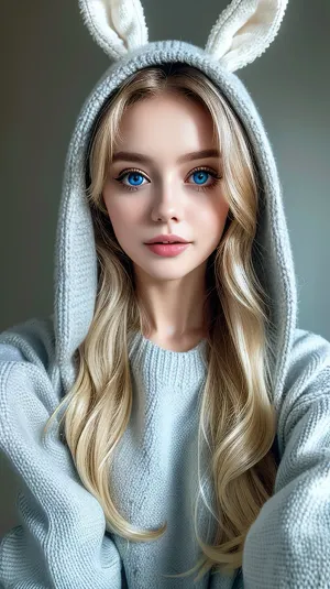 The woman was a naive 18-year-old girl with thick black eyelashes and blue eyes. She had a beautiful face with strong lighting, and her complexion was flawless. Her hair was short and styled in an elegant bun, while her