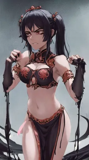 Kali, the witch of destruction, is subjected to Sol's humiliating treatment as his maid. Despite her red-haired and revealing attire, she remains composed and maintains her dignity outside of their interactions. This suggests a certain level of restraint