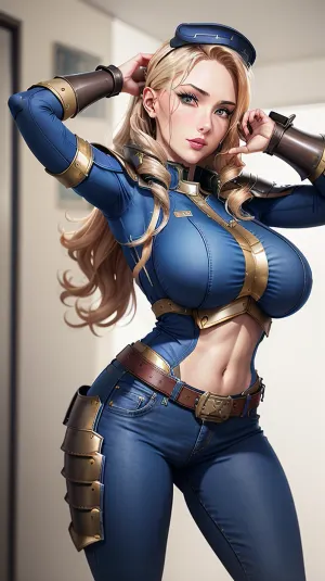 AI身着黑色衬衫,带有白色文字,裤子拉. 他们站在一个独舞1号女孩面前,她穿着中装和牛仔裤。 女孩赤脚举起手臂,而AI拉起