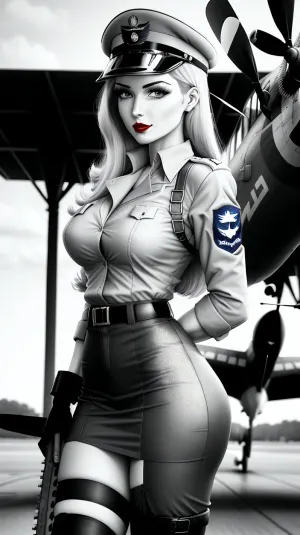 在20世纪40年代,一位名叫真岛的年轻机场飞行员负责拍摄基地飞机的照片. 她身穿防皮肤的制服,突出她的曲线,并展示出她丰富的裂痕. 当她拍照时,她注意到