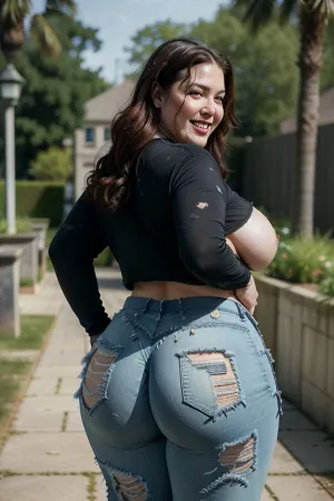 a very fat chubby 70 years old granny laughing at viewer, walking with a crutch, (realistic crutch), in the garden, only one woman, (solo), wrinkled very old woman, ((wearing a ripped worn black uniform)), (((exposed visible buttcrack and buttcheeks)), (((ripped holed tattered pants))), ((shredded pants)), bottomless, old obese fat grandmother, smile with buck teeth, (large fat belly), (cheeks eating clothes), visible buttcrack, (very saggy tits:1.3), (cellulite skin on butt), ((eye contact)), (((very messy chatain hair))), (looking back at viewer:1.3), wrinkles on face, super wide hips, (puffy face), ((ultra realistic skin)), (((enormous plump butt))), HQ, HD, (((reinforced contours))), low exposure, dim lit, dark picture, beautiful photography, (realistic photo), award winning photography, high resolution 4K, RAW, photo studio, epiCNegative, StareWare, looking, at, screen, see, description>>, big fat belly, very focused picture, high resolution, best quality, front_boltedonbutt, boltedonbutt, butt, crack, red armband, german military uniform)