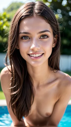 レッドクナイトの本は、高精細の目と明るい笑顔を持つ女性の超現実的な写真は、その鮮やかな現実のための賞を受賞した185センチメートルプールによって撮影されました