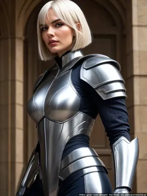 A mulher estava em frente ao espelho, seus músculos tenso como ela pensou sobre a batalha que se aproxima. Sua armadura dourada se desfiou na luz, e seu cabelo branco bobcut foi puxado para trás em um bun apertado. Ela flexionou os dedos