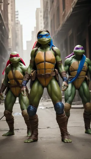 Sarah, a woman in a world where mutant ninja turtles rule the streets, finds herself being chased by four mutant ninja turtles who are all eager to get their hands on her. As she runs for her life, Sarah can't help