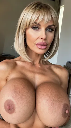 A 45-year-old MILF with a big ass, huge boobs, and fake lip was the perfect model for my latest project. I used her as inspiration to create a detailed picture of her naked body with thick, big tits and