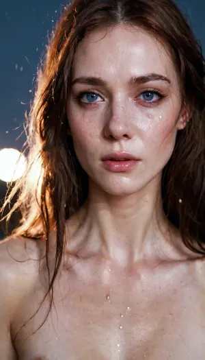 Agnes Cecile, a Russian model with high-res AI technology, was crying as she looked at the masterpiece of her naked body in a realistic style. Her tears were real and authentic, but they were also part of the art that she created
