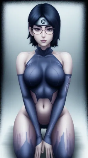 The woman with the best forehead protector, Mangekyou Sharingan symbol, and perfect skin in Konohagakure was seen rolling her eyes while wearing a blue bodysuit. She had bare shoulders and a warm gaze that made men melt