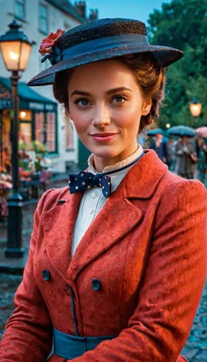 Mary Poppins was a magical character who could make anything happen. She had the power to turn any situation into a happy one, and her 8k ultrarealistic photorealistic image was proof of that. The high-resolution front view of her