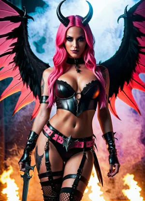 La femme aux longs cheveux rose néon et à la tenue succube pleine corps se tenait devant l'assassin, souriant mal. Elle tenait un poignard dans sa main, prêt à frapper à tout moment. Ses yeux brillants semblaient percer