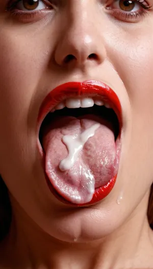 woman, mouth, mouth close up, mouth macro close up, mouth macro, red lips, tongue out, ((cum)), facial, cum, on, face, breasts, stomach, covered, in, perfect, <lora:Facials:.5>