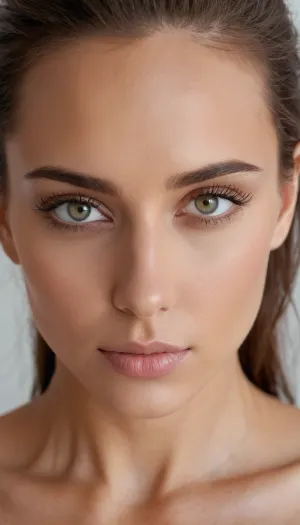 Two women posed in front of a model, each holding a picture of the same woman. They were both dressed in tight-fitting clothes that accentuated their curves and highlighted their perfect bodies. One woman had dark hair and hazel eyes, while the