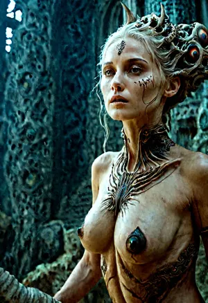 古代のジャークラフトの女性の写真、最も高い照らされたものの1つ、そして彼女が到達し、それに触れることができるように思えるほど詳細だった傑作