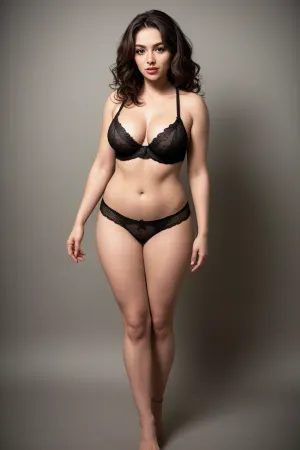 Lara, a 30-year-old woman with a fit body and large breasts, was wearing a sexy lingerie set that showed off her curves. She loved experimenting with different lingerie sets and felt confident in her appearance
