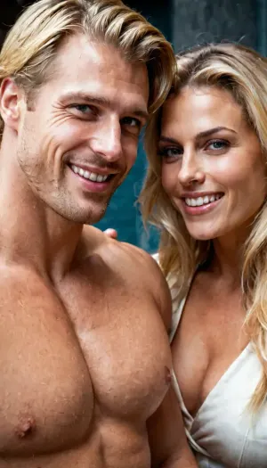 Der hübsche blonde Mann, der ein weißes Hemd und blaue Jeans trug, stand vor der Frau mit seinem Schwanz aus. Er lächelte sie an, als er für ihre Hand erreichte und legte sie auf seinen Schritt. Die Frau fühlte die Wärme