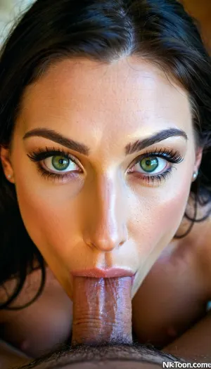 La foto de la mujer noruega con foto de marco completo, ojos lujuriosos, porno noruego, foto de una mujer bonita penetrando un pene con boca realista y dientes visibles con enfoque agudo y perfecto detalle facial