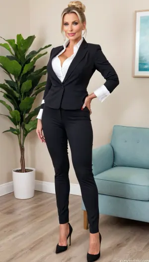 画面中的女人是瑞典人,保守派,亿万富翁的姨妈,品质高,身材完美. 她有长长的肥腿和巨大的乳房 丰满,坚固,大。 她的脸很胖,眼睛很宽