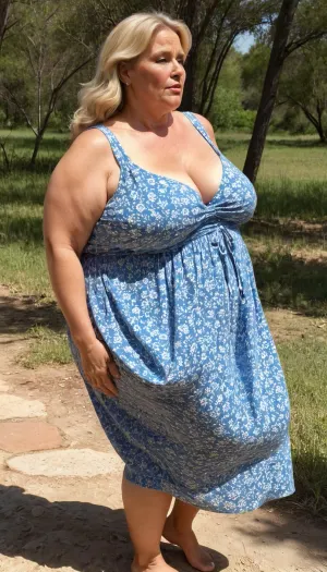 Una sessant'anni-vecchia donna con un enorme ventre rotondo, sagging mammelle massicce, rotonde e bulging culo potente massiccio, faccia grassa rotonda, guance spesse, labbra spesse, mento triplo