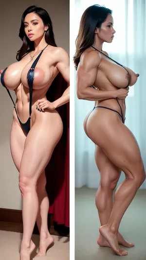 57-летняя амазонская мать с круглой талией, отвисшей грудью и смазанной кожей является предметом фотографии профессионального фотографа, который запечатлеет каждую деталь ее тела