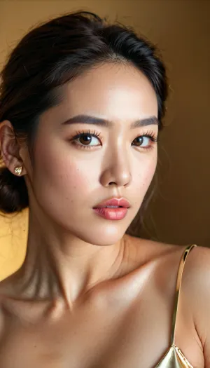 Das ultrahoch res 8K-Foto eines schönen koreanischen Modells mit zwei schönen Augen und der anspruchsvolle Weg Nahaufnahme ihres Gesichts ist ein beeindruckendes Werk