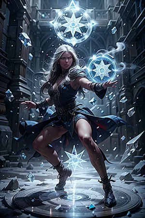 La meilleure image du chef-d'œuvre généré par l'IA dépeint un elfe sillon avec une haute résolution et une nette focalisation. Sa peau est blanche-glace avec un fond neigeux, et elle a plein corps casting, position de combat sur le lit, haute résolution