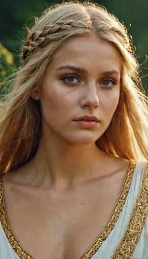 In a lush green hilly settlement, a kind girl with golden blonde hair walked through the village, and everyone stopped to admire her beauty