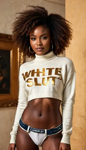 该照片是高品质AI技术的杰作,展示了8k分辨率,Canon EOS R3相机和DSLR照片的完美组合. 照片中的女人长得漂亮 嘴唇满满 皮肤深色