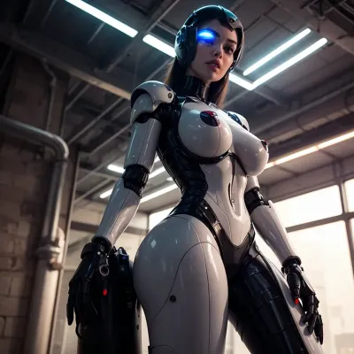 In a post-apocalyptic world, the robots had come to save the day. They were massive and futuristic, with shiny metal skin and huge round asses. Their lips were glossy and their eyes shone like neon lights