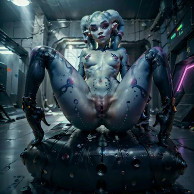 In the AI-generated porn story, 밝은 파란색 메이크업과 큰 미소는 8k 이미지의 앞에 서 있습니다. 그녀의 머리는 검정과 그녀의 눈은 밝은 파란색입니다. 그녀 has 중간 breasts, 벌거 벗은, 과 이다