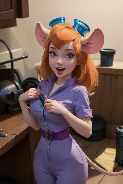 「ヘブンリー・ハクレンチ、長髪の毛、青い目、そして彼女の額をカバーする強烈な女性キャラクター、彼女は金属製品ワークショップで働くので、彼女の手に巨大なレンチを保持します。 彼女は長い髪を持っています