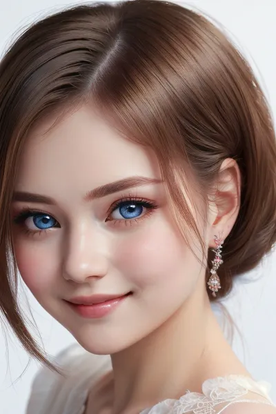 Um retrato impressionante de uma mulher com cabelo longo, fluindo e um rosto bonito foi criado por uma AI usando roupas de alta cauda e penteado detalhado