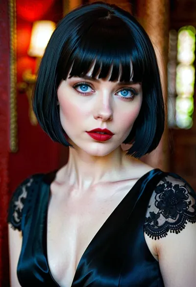 La jolie goth girl s'est assise à son bureau, tapant sur son ordinateur portable. Elle portait un bobcut noir avec des bangs, une peau pâle et du rouge à lèvres. Ses yeux bleus étaient concentrés sur l'écran pendant qu'elle dactylographiait. Soudain,