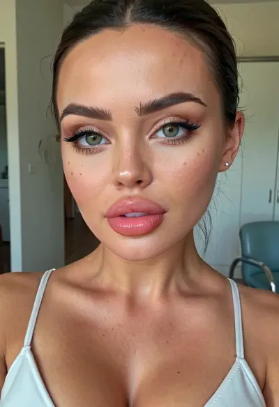 A 19-year-old bimbo slut showed off her enhanced appearance with a picture on instagram, which included silicone injections, lip fillers, and botox injections. Her skin was highly symmetrical and she had high cheekbones. She