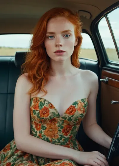 Der junge Rothaarige fuhr ihr Auto, als sie bemerkte, dass ein Mann sie aus dem Fenster starrte. Sie zog schnell ihr Kleid herunter und begann sich peinlich zu fühlen. Als sie fuhr, konnte sie nicht helfen, aber bemerken, dass der Mann eine riesige Erektion hatte