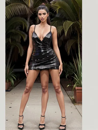 ブラジルのモデルであるサラ・サムパイオは、高ポニーテールと黒のルネリが「AI」という言葉で設定した写真を撮影しました。 暗闇の外で撮影した彼女は、実生活の女神のように彼女の外観を作る