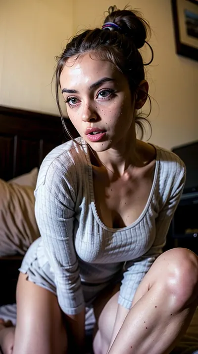 The girl next door was a true amateur porn star, her innocent face and clear skin making her the perfect subject for any amateur pornographer's dream. Her licking her lips, clearly aroused by the camera's presence, made it look like she