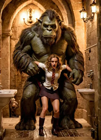Hermione Granger büyük göğüsler ve sıkı bir kızdı. Okul üniformasını giymeyi seviyordu, bu kısa bir etek ve diz üstü çoraplardan oluşuyordu. Bir gün banyoda duş alırken,
