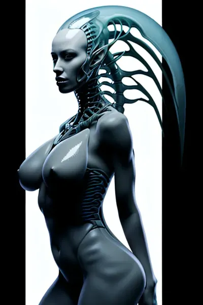 Uma mulher com características humanas perfeitas e uma rainha xenomorfo com cara humana ficava na frente de sua célula, sentindo a pele lisa sob seus dedos enquanto explorava cada polegada dela. Seu corpo foi oleado e suave, com seios humanos perfeitos e quadris