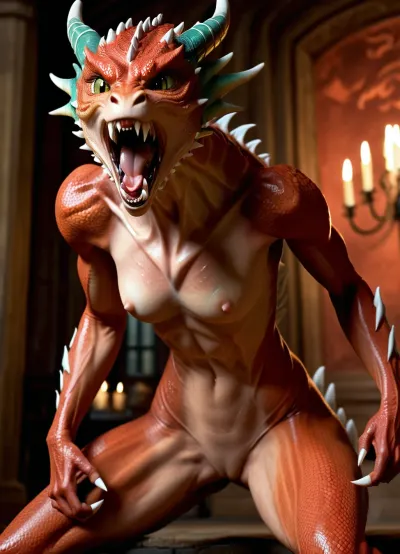 A menina foi viciada nas veias pulsantes do dragão, sentindo sua textura contra sua própria pele como ela se tornou viciado nesta nova forma de prazer