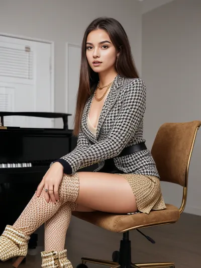 莉莉,一个穿着A线裙子的年轻女人 穿着A线裙子 腰部紧握着